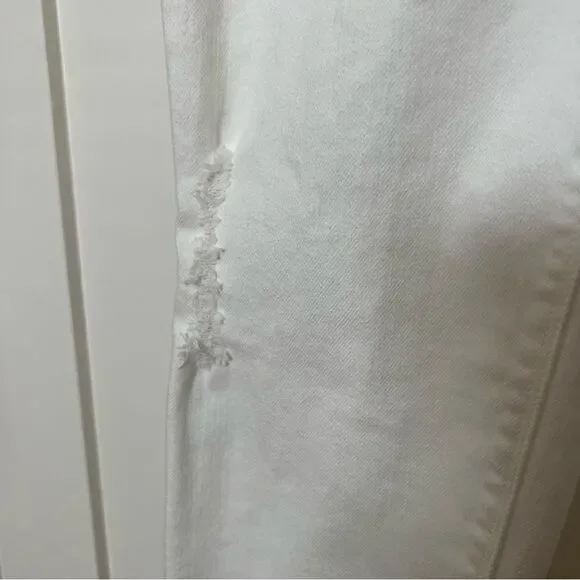 Spanx Jeans Womens XL White Skinny Leg Legging Pull On Distressed Raw Hem Denim - Picture 5 of 16